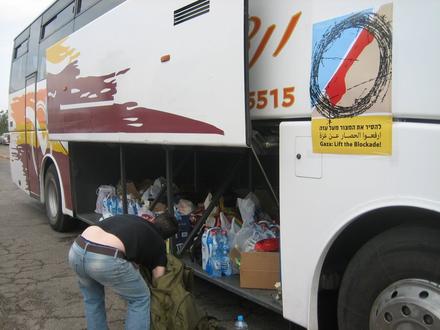 Storing family parcels in the trunk of the bus The supply trucks are already on their way