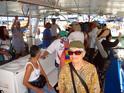 Peace activists assemble on the boat